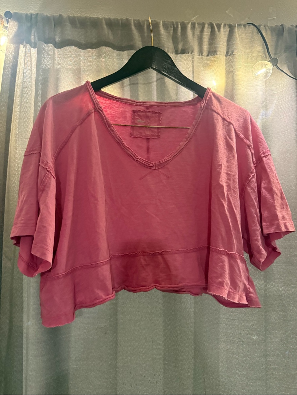 Women's Aerie Pink Cropped V-Neck Top